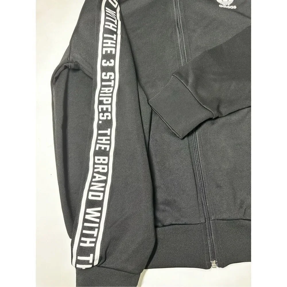Adidas Men’s Track Full Zip Black White Logo Size L